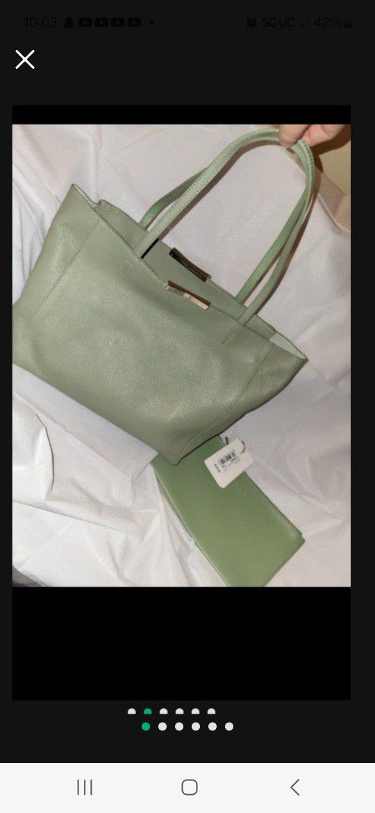 New Ted Baker Genuine Leather Bag With Wrist Clutch Org $299 