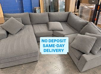 FREE DELIVERY Authentic leather grey couch w chaise u shaped