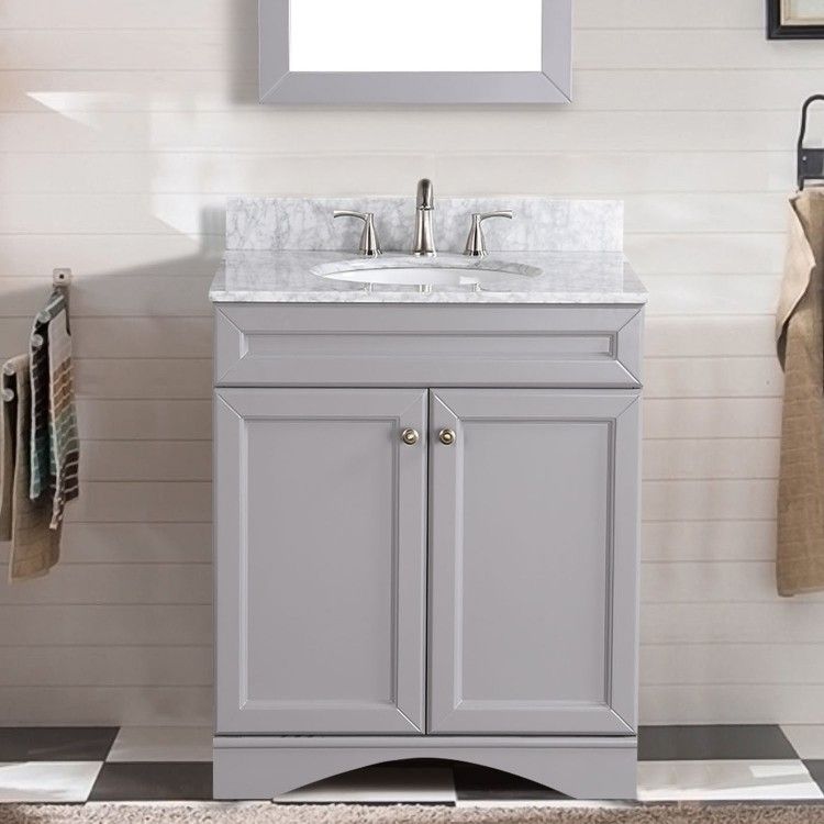 30 inch Gray Carrara Marble Top Bathroom Vanity ON SALE for Sale in