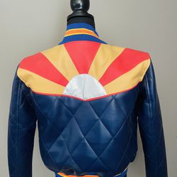 Unbranded Faux Leather Vintage Rising Sun Bomber Jacket