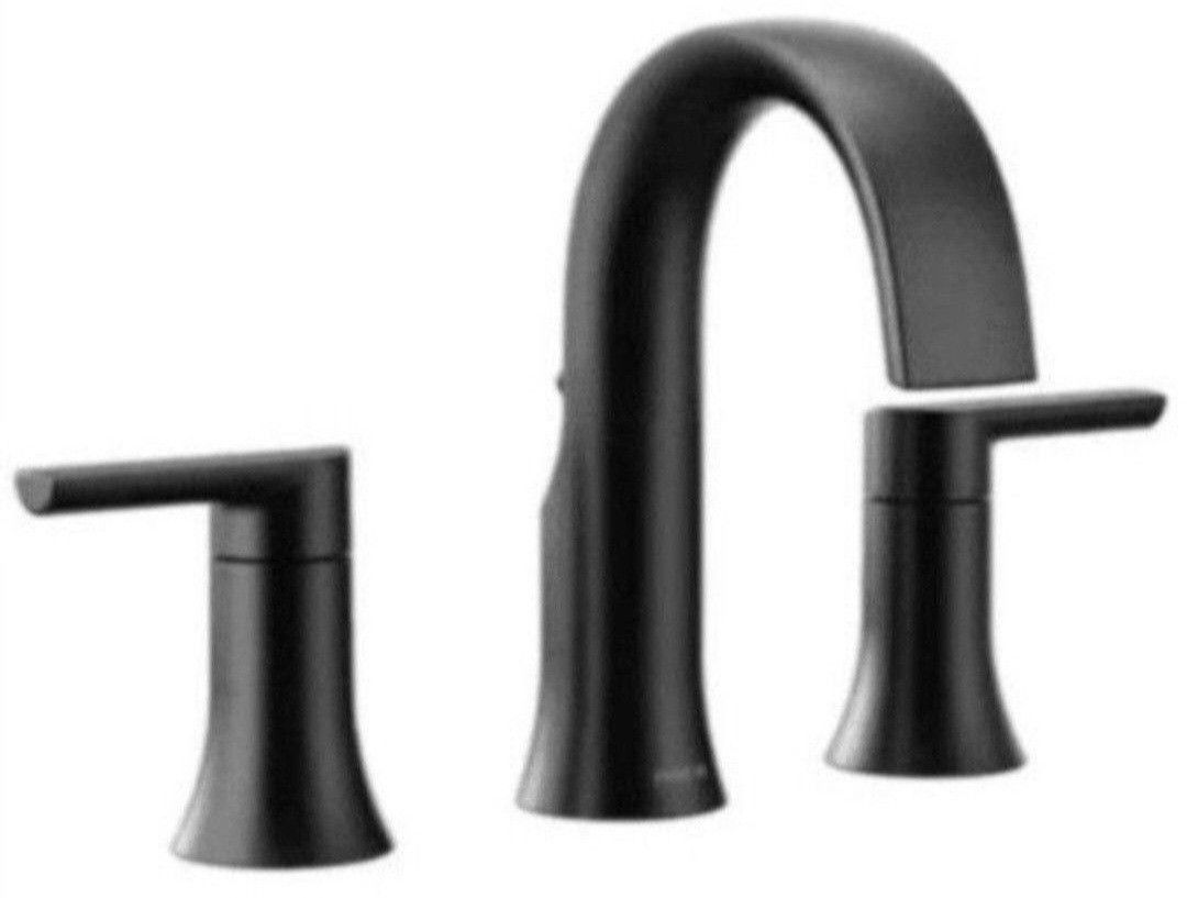 MOEN Doux 8 in. Widespread 2 Handle Bathroom Faucet in Matte Black (Valve Included)