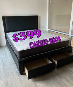 NEW QUEEN BED FRAME AND MATTRESS
