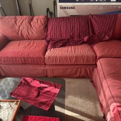Large red sectional couch