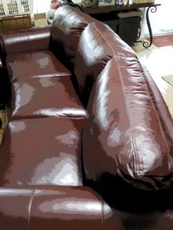 96"  CURVED 100% LEATHER SOFA