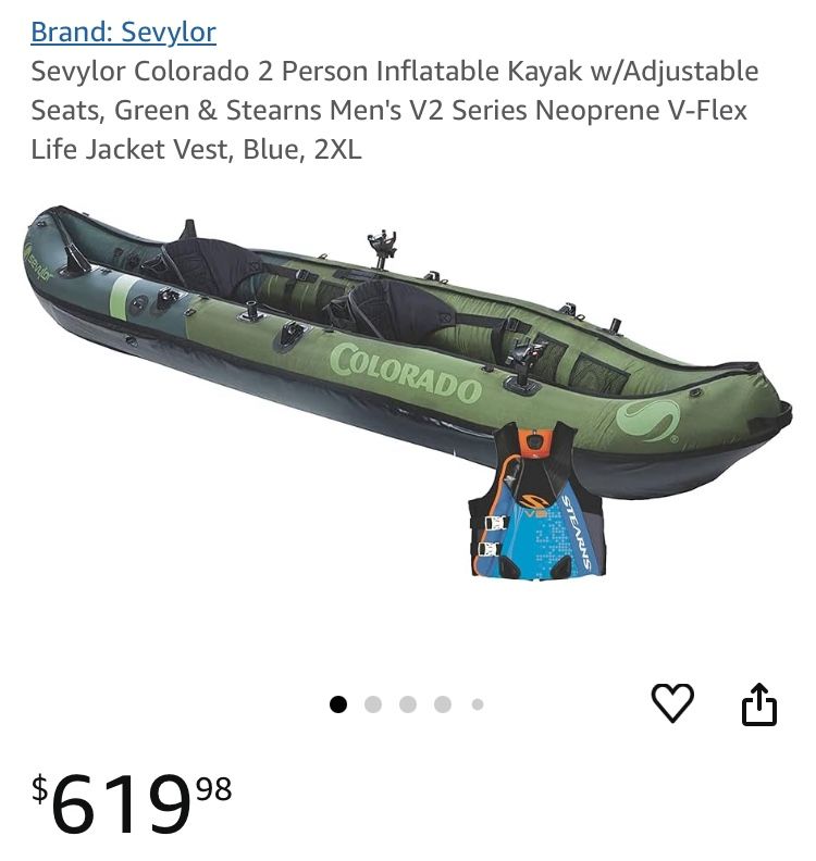 Sevylor Colorado 2 Person Inflatable Kayak w/Adjustable Seats,