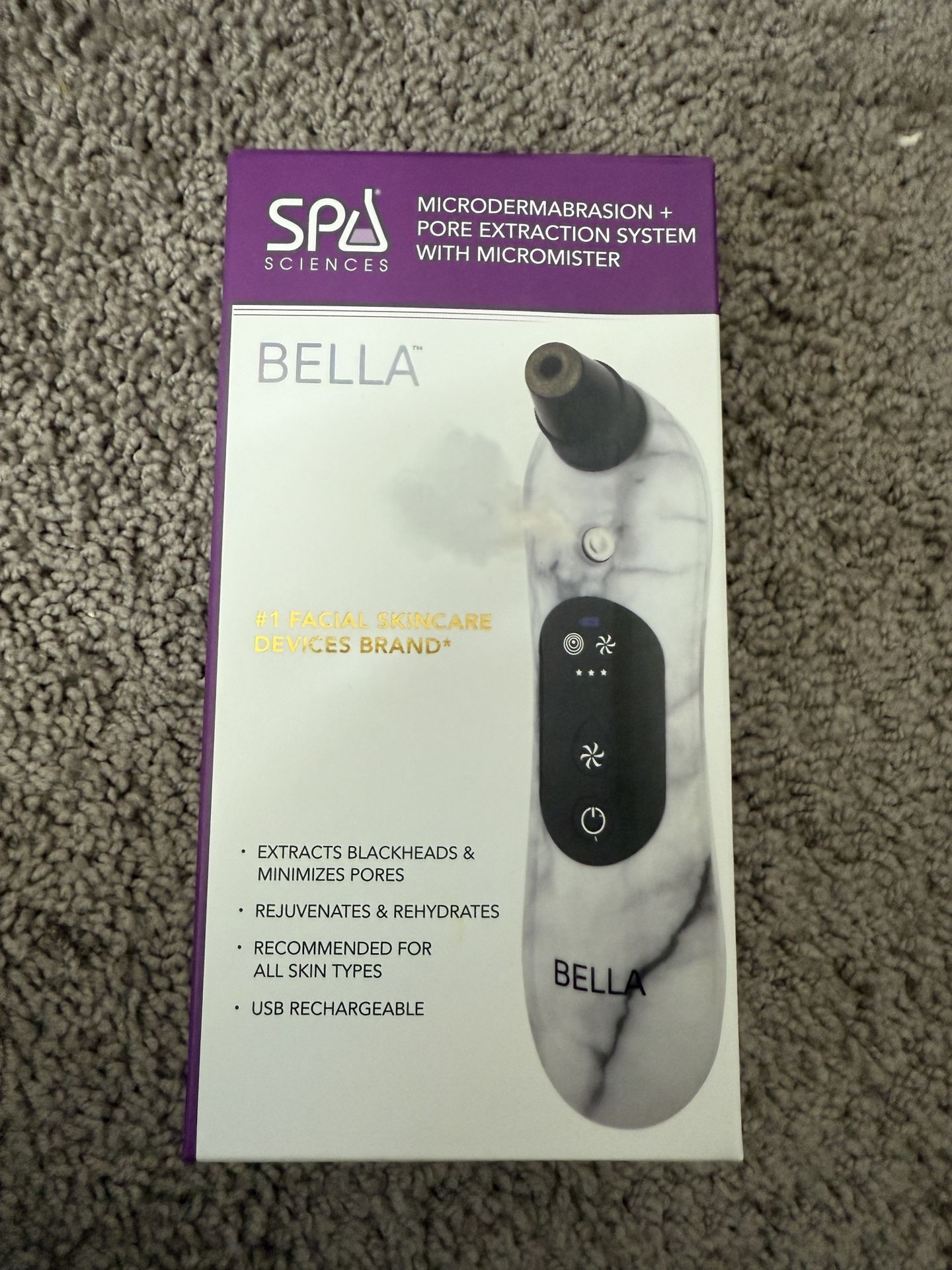 Spa Sciences - BELLA Microderm Pore Extractor & Nano Mister - 3-in-1 - Exfoliation & Pore Purification - Hydrating, Refreshing, Soothing - for All Ski