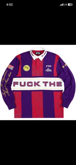 FTP RUGBY L/S SHIRT PURPLE&RED SIZE LARGE NEW