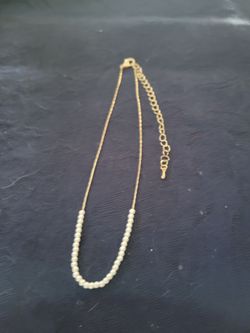 Gold-Tone Pearl Bead Bar Necklace