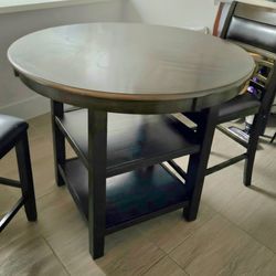 Round Counter Height Dining Table with Shelves