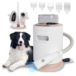 Dog Vacuum Grooming Kit - 3 Adjustable Suction Levels (2500PA/6000PA/10000PA), Ultra Quiet 45dB, 5-in-1 Portable Pet Hair Vacuum with Grooming Tools, 