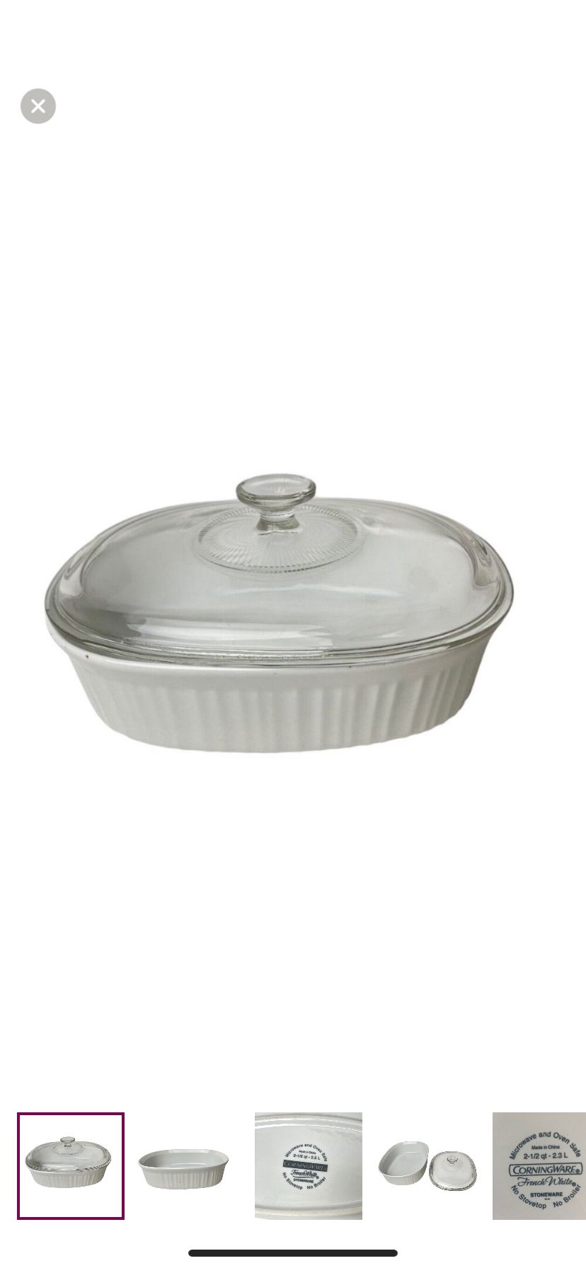 Corningware French White 2.5qt Casserole Dish With Lid
