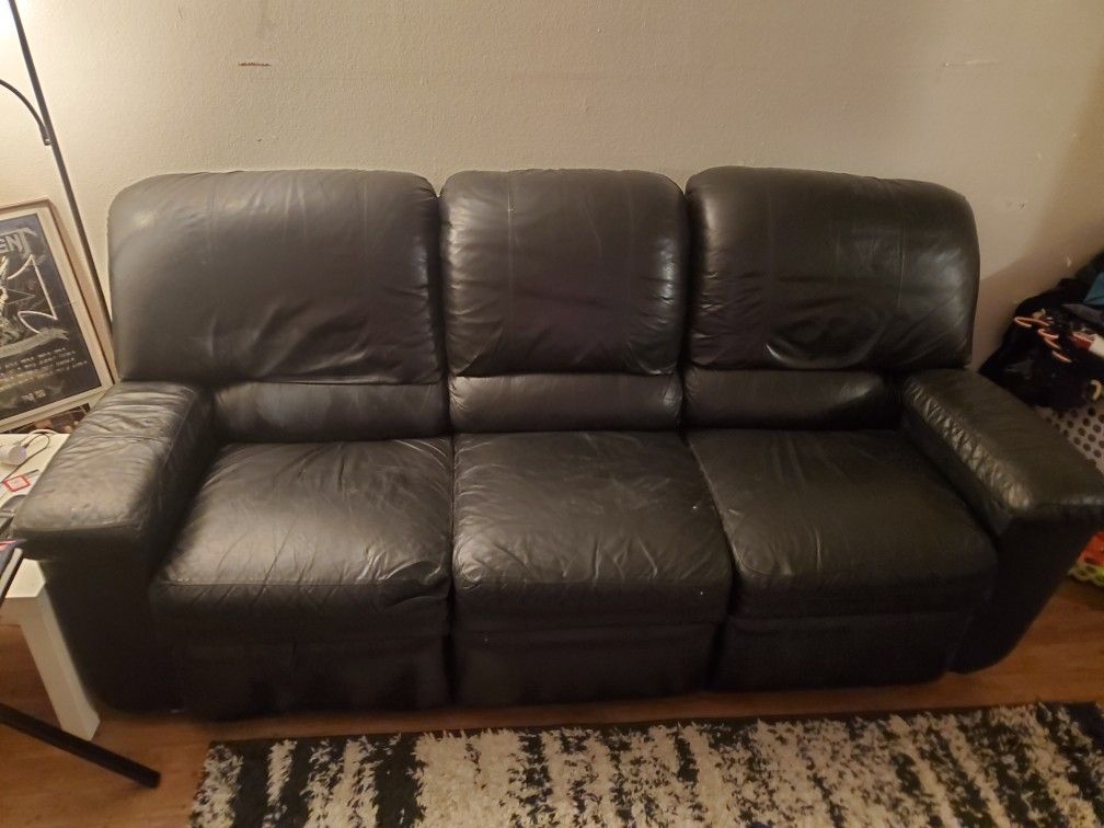 FREE! 2 Sofa Couches Faux Leather Recliner for Sale in Las Vegas, NV OfferUp