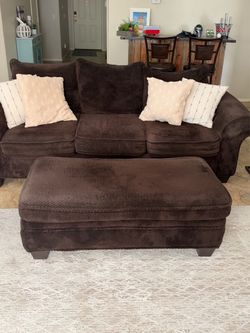 Dark Brown Sofa, Loveseat & Ottoman