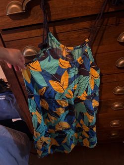 Tropical Print Spaghetti Strap mini dress