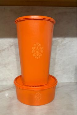 Vintage Tupperware Orange Canisters