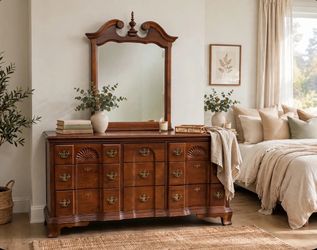 Traditional Wood Dresser with Mirror