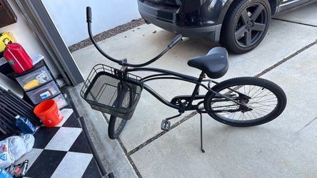 Electra Black Beach Cruiser Bicycle with Front Basket