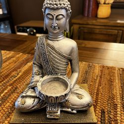 Meditating Buddah Statue with Tea Light Holder 