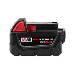 MILWAUKEE M18 18-Volt 5.0 Ah Lithium-Ion XC Extended Capacity Battery Pack (Model: 48-11-1850)