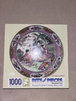 Bits and Pieces - 1000 Piece Round Puzzle - Melodious Garden, Geisha .