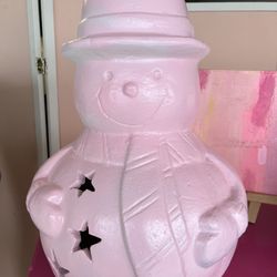 pink frosted snowman   Heavy! Great for outdoor or indoor use!