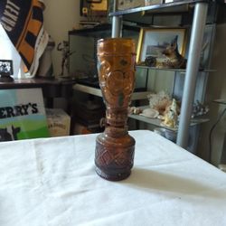 Antique Stained Glass Oil Lamp 