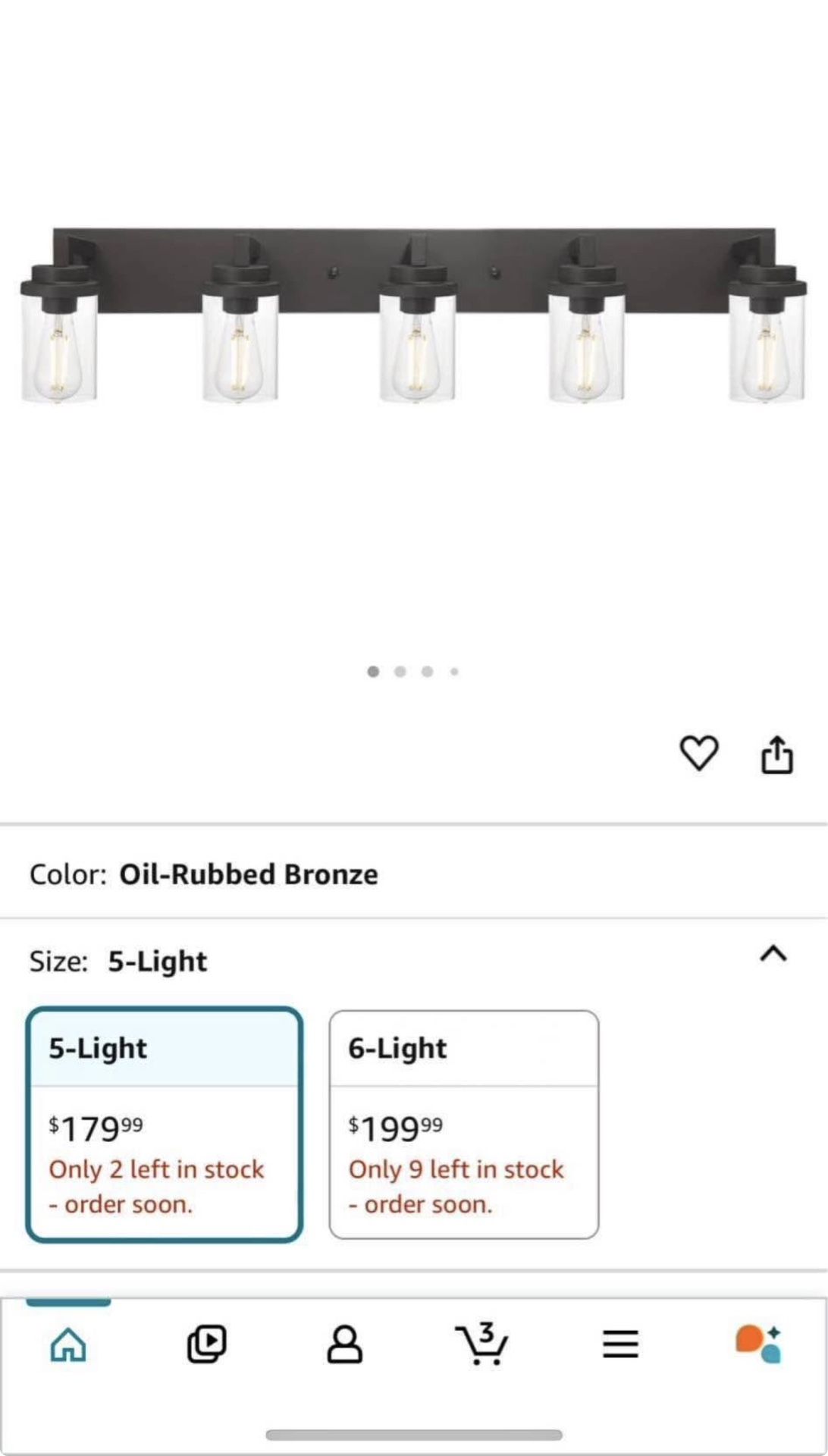 5-Light Vanity Light Fixture, Farmhouse Bathroom Wall Lights Oil Rubbed Bronze with Clear Glass Shade, Vintage Metal Indoor Wall Lamp for Mirror Cabin