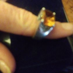 Silver .925 Thialand Yellow Citrine Womens Ring Size 6