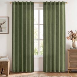Linen Curtains, 42"x 84", Olive Green