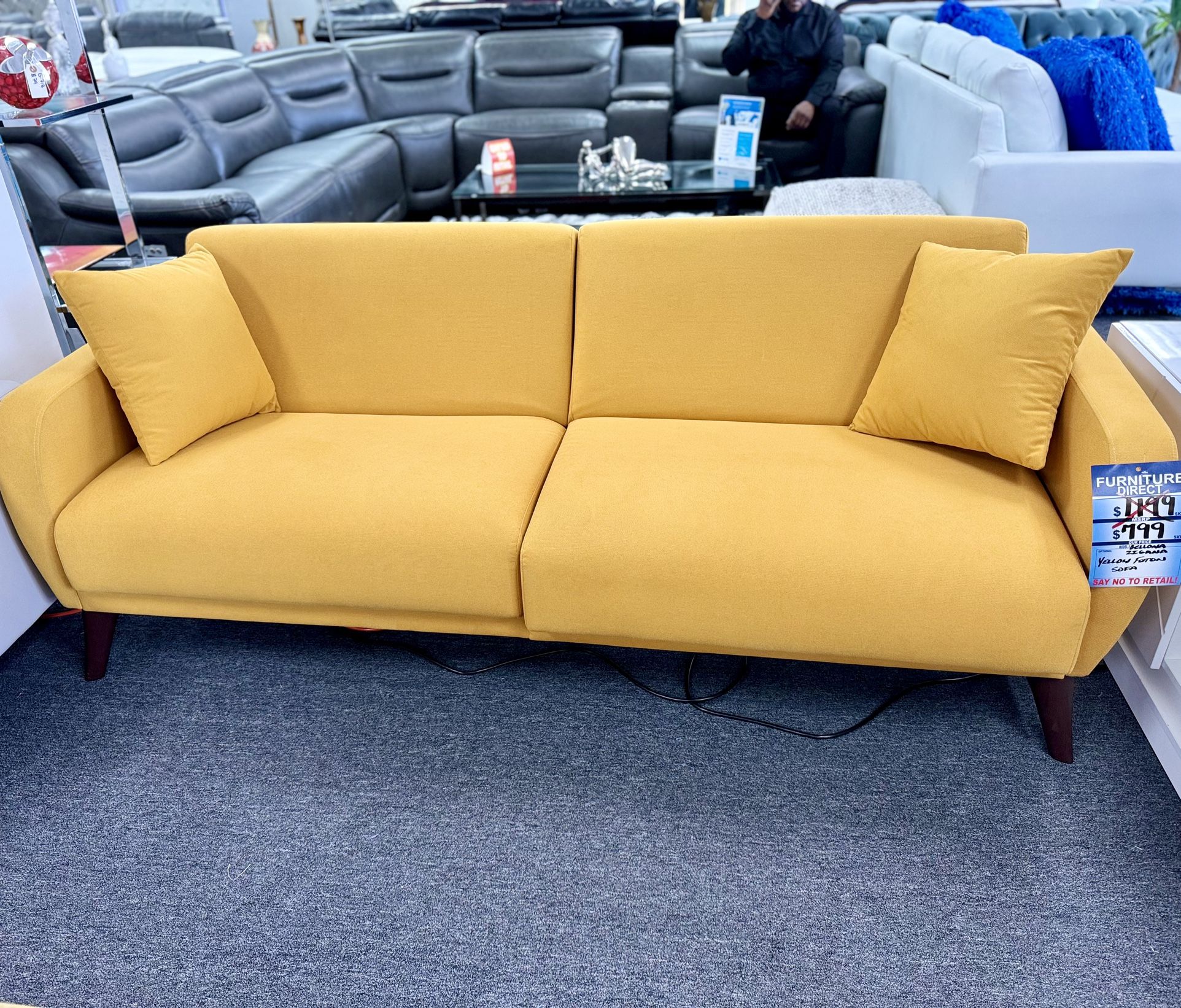 Great Deal🔥Gorgeous Yellow Futon Sofa On Limited Time Sale Only $299 Don’t Miss Out