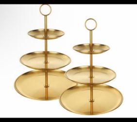 3 Tiered Gold Cupcake Stand (2 pieces)