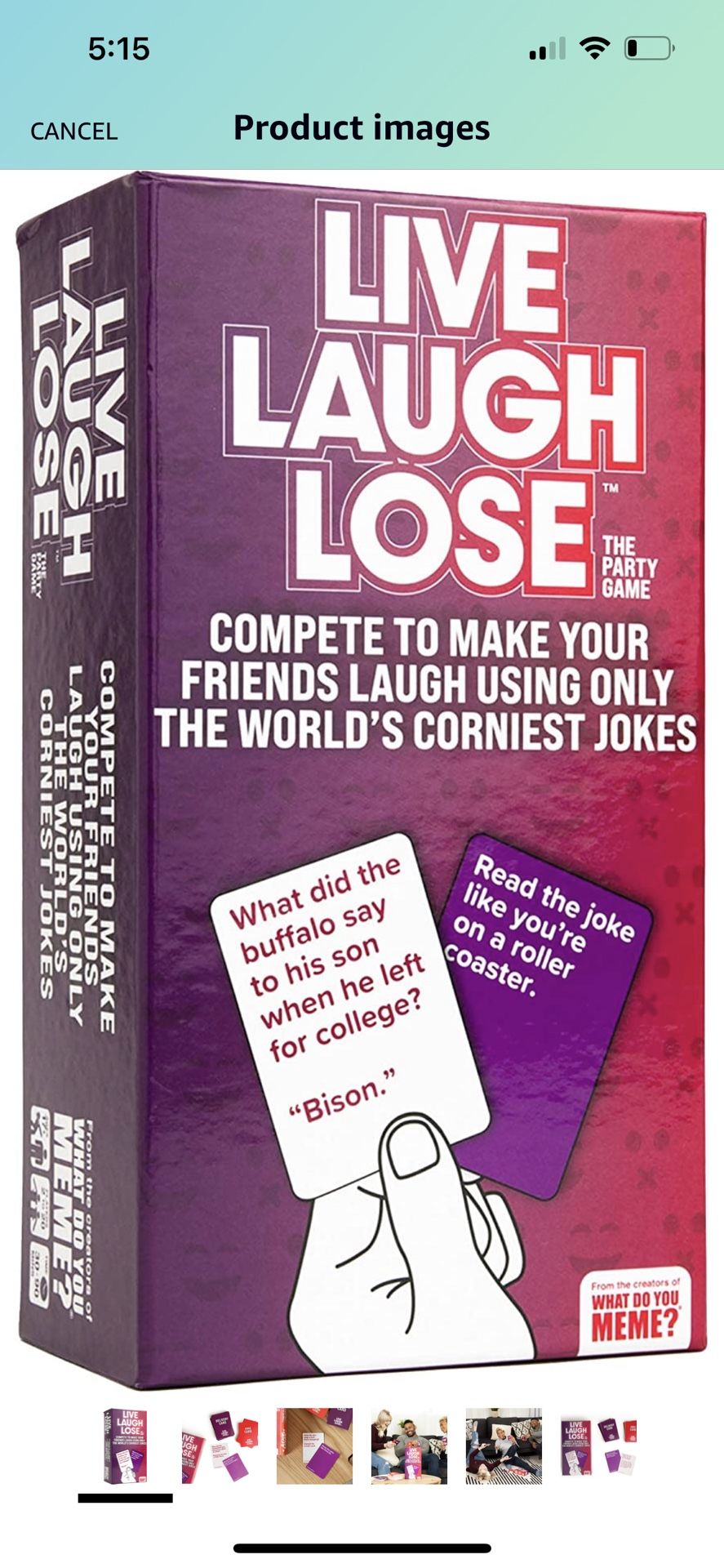 WHAT DO YOU MEME? Live Laugh Lose - The Party Game Where You Compete to Make Corny Jokes Funny