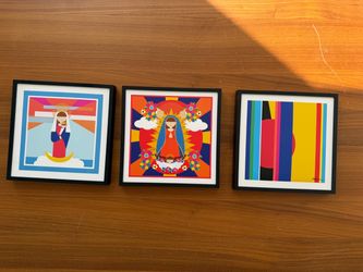Set of 3 Framed Colorful Art Prints
