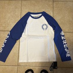 Blue and white chrome heart long sleeve 