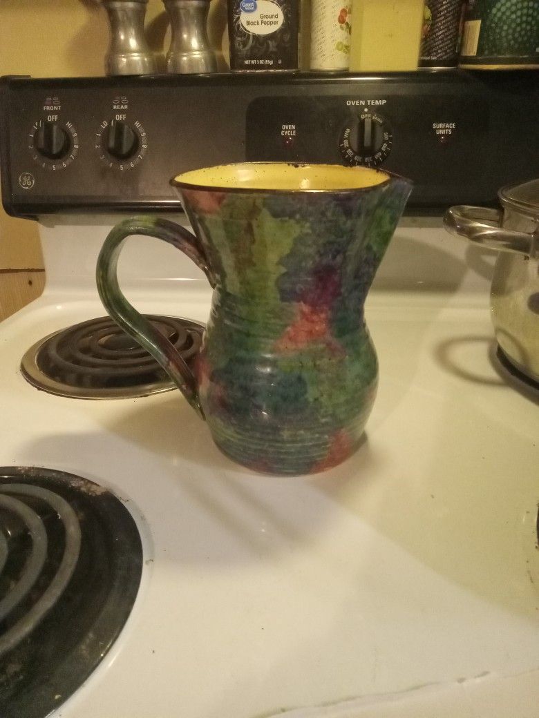 ANTIQUE COILED POTTERY MILK PITCHER