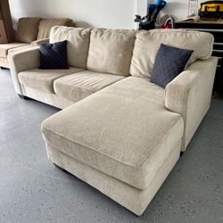 Cream Beige Ashley Furniture Greaves Sofa with Reversible Chaise