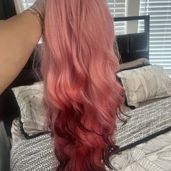 Pink Lace Front Middle Part Synthetic