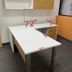 L shape office desk set