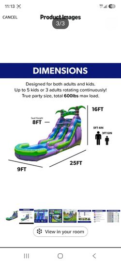 16FT Inflatable Water Slide with Pool