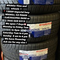 SET OF NEW TIRES, 245/45R20 ATLANDER XSPORT XL, INCLUDING MOUNTING AND BALANCING. ASK ME FOR ANY SIZE OR BRAND, LLANTAS NUEVAS