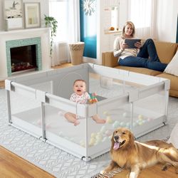Baby Playpen Play Pens for Babies and Toddlers Baby Fence Baby Play Yards for Indoor & Outdoor with Breathable Mesh Anti-Fall Playpen