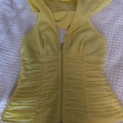 New Bebe Yellow Halter Top with Hood