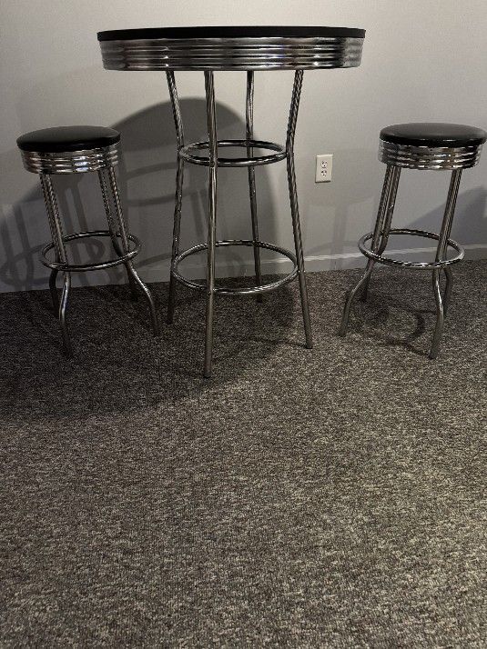 Bar Stools And Table Top Set