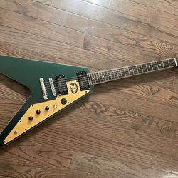 2017 PureSalem Bruiser Flying V Metallic Racing Green (Modded) Electric Guitar