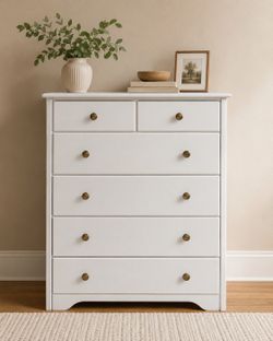 Solid Wood White 6-Drawer Dresser | Heavy | Excellent Condition