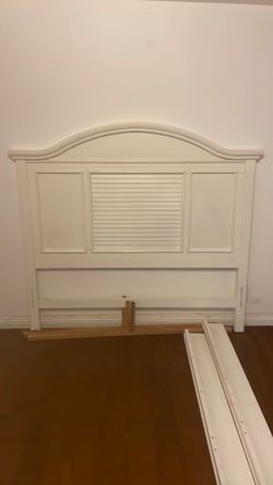 White wood Queen bed frame