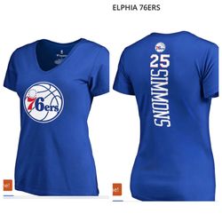 Philadelphia 76ers Women's Backer Classic Fit Name & Number V-Neck T-Shirt - Royal