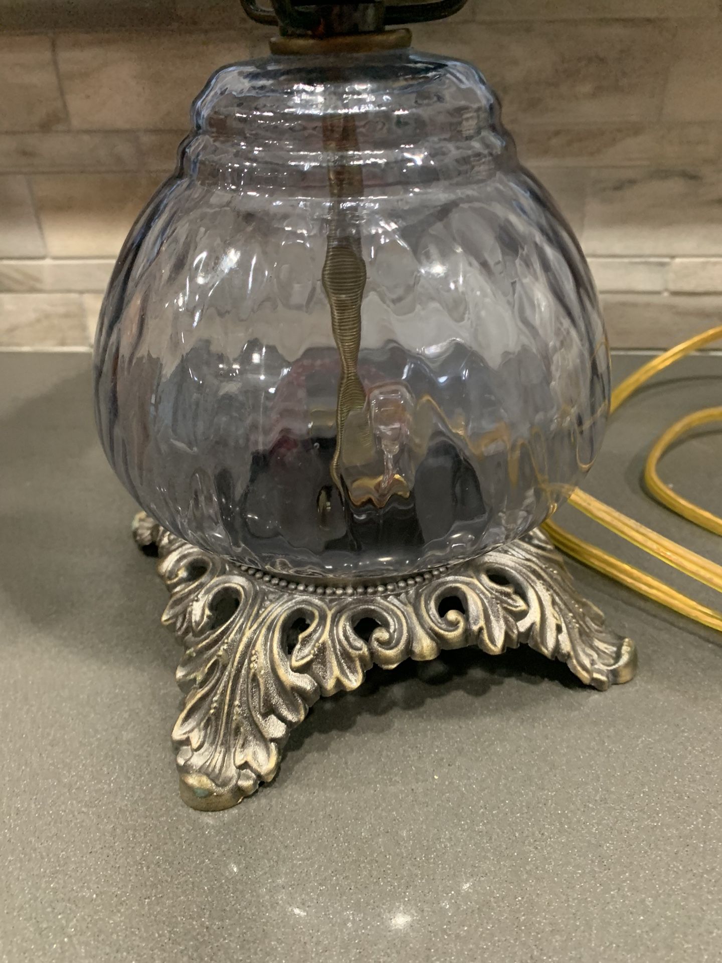Light Blue Hurricane Lamp. 2 Way Switch.