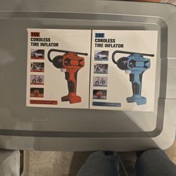 18v Cordless Tire Inflator,  RED Or BLUE 