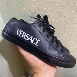 Authentic Versace Black Leathers Low Trainers, Size 38 size 8 women man size 7 